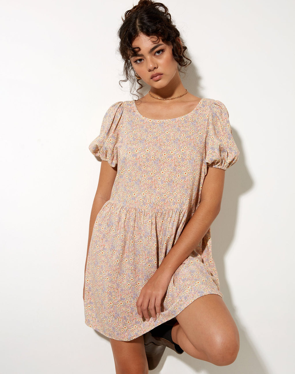 Senza Jurk in 70's Prairie Girl Bloemen