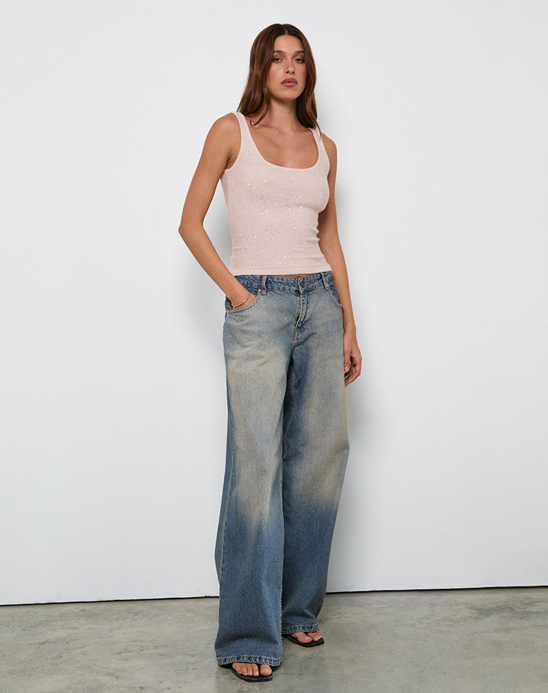 Sepai Vesten Top in Verspreid Pailletten Roze