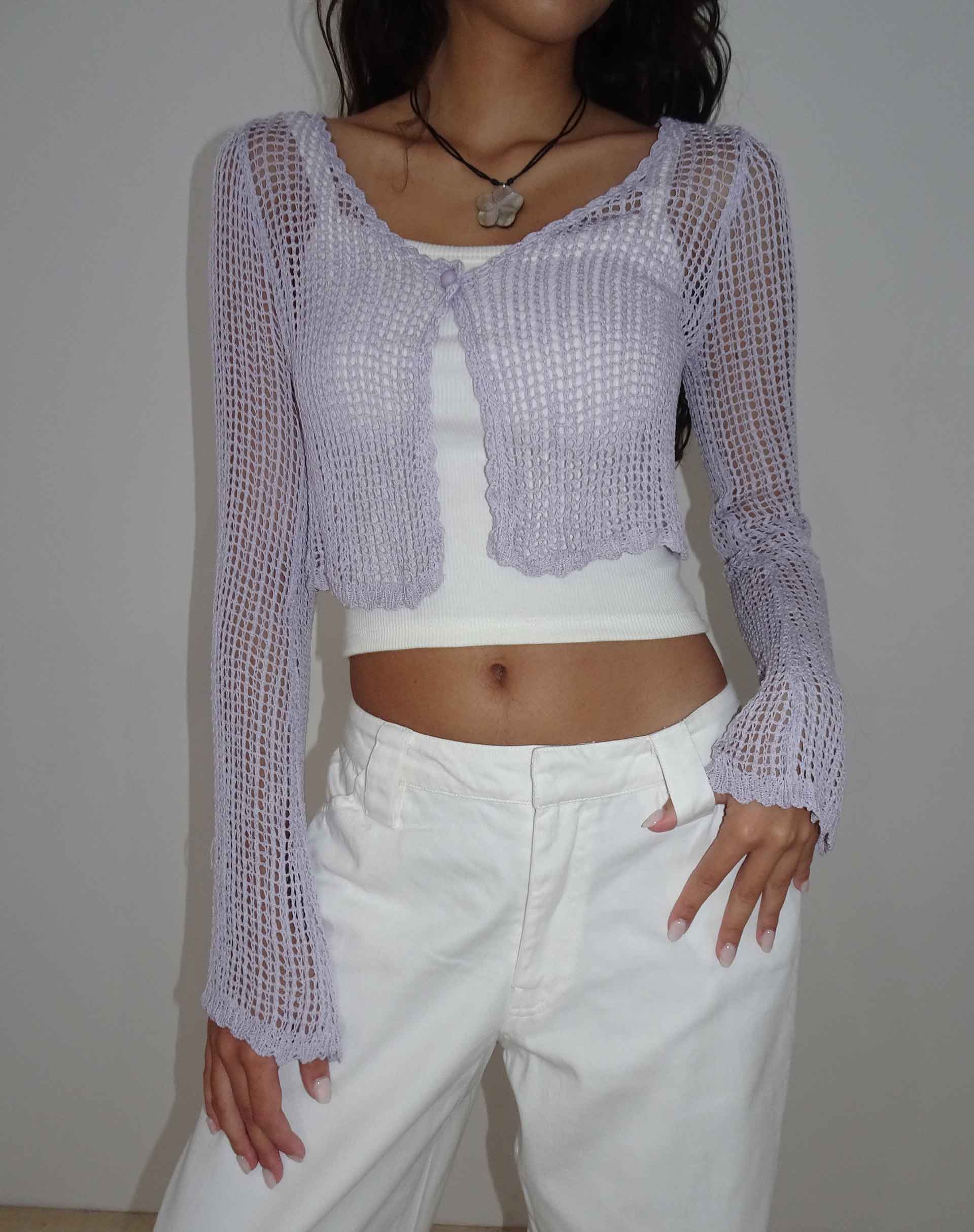 Afbeelding van Septa Cropped Knit Cardigan in Lila