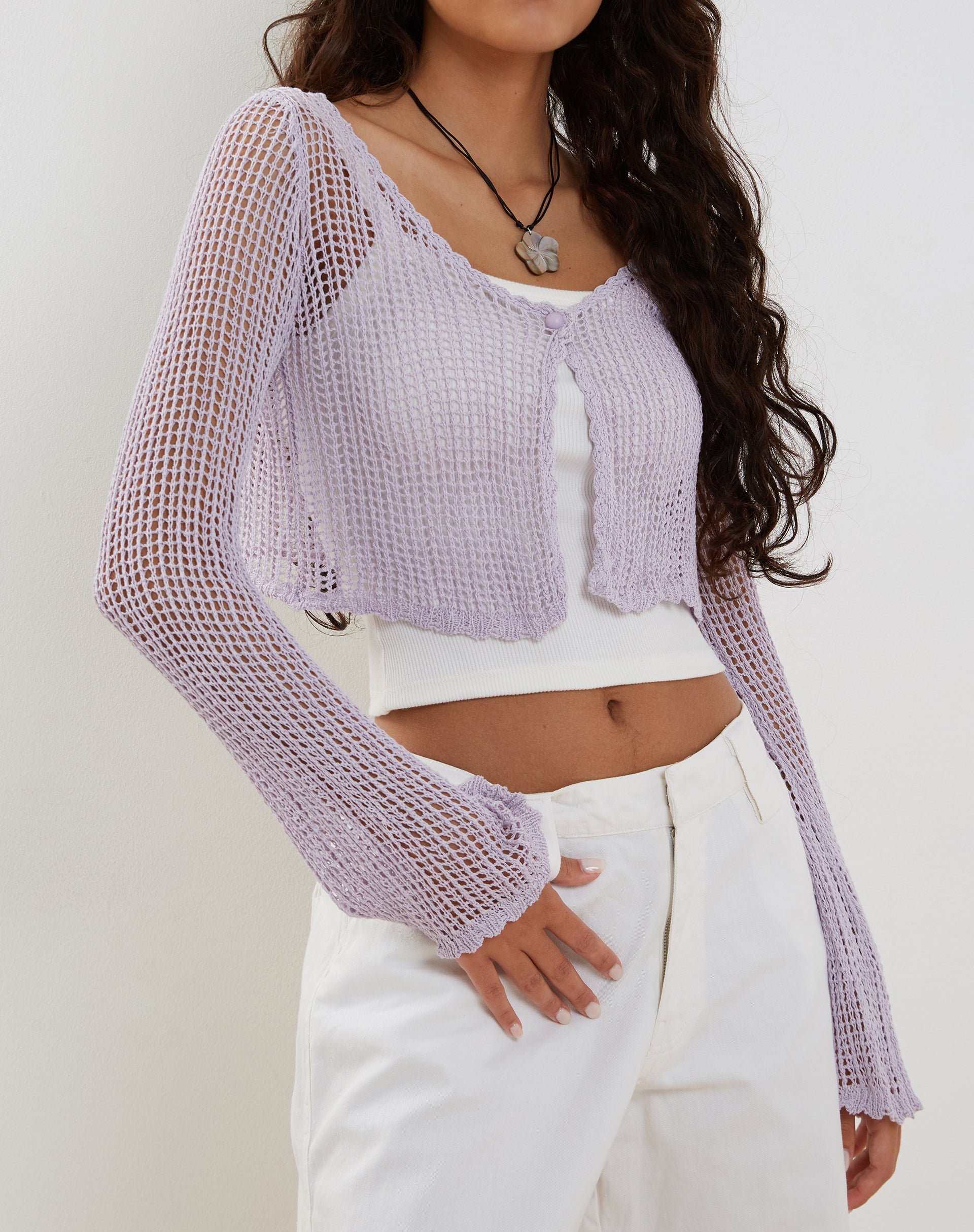 Afbeelding van Septa Cropped Knit Cardigan in Lila