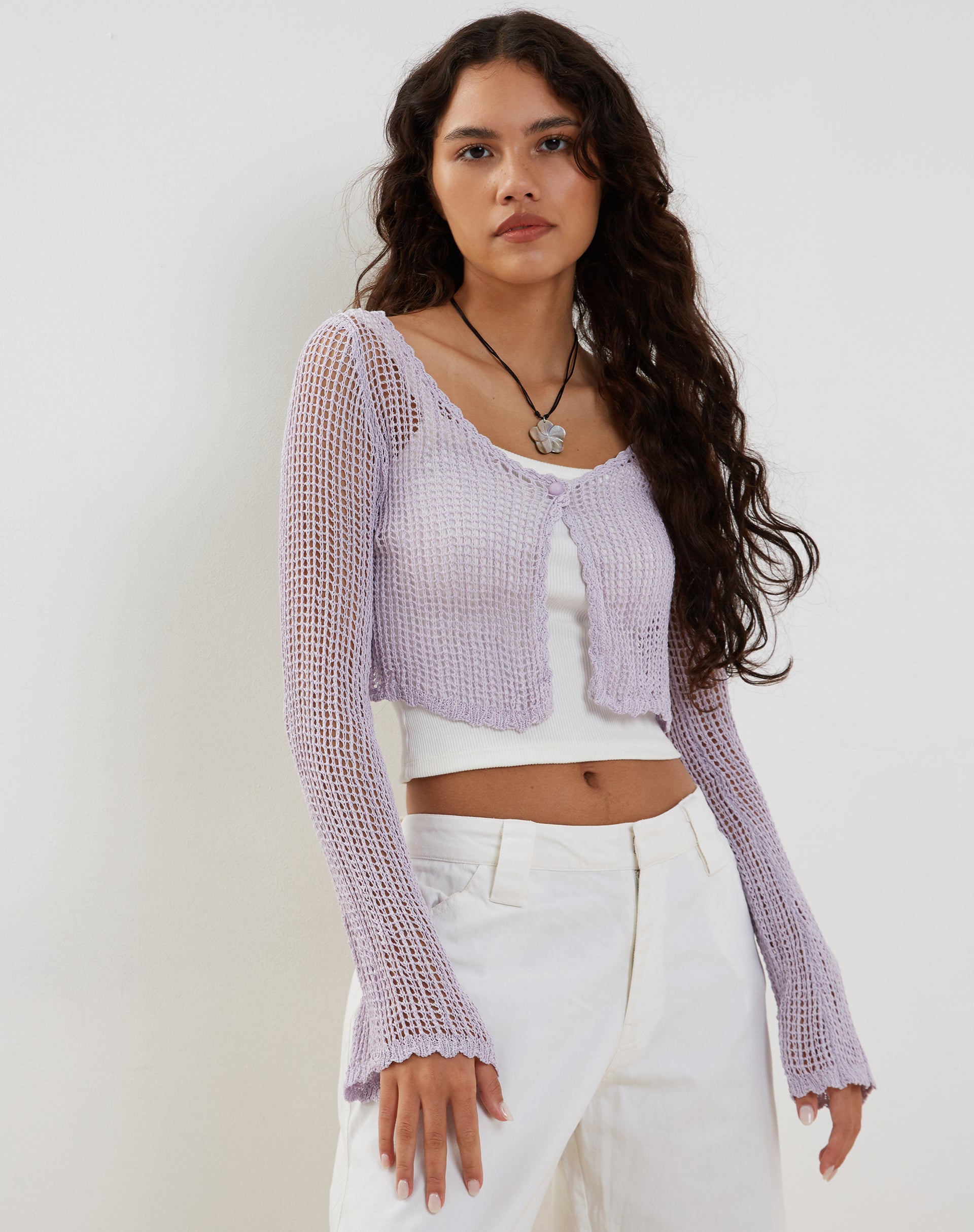 Afbeelding van Septa Cropped Knit Cardigan in Lila