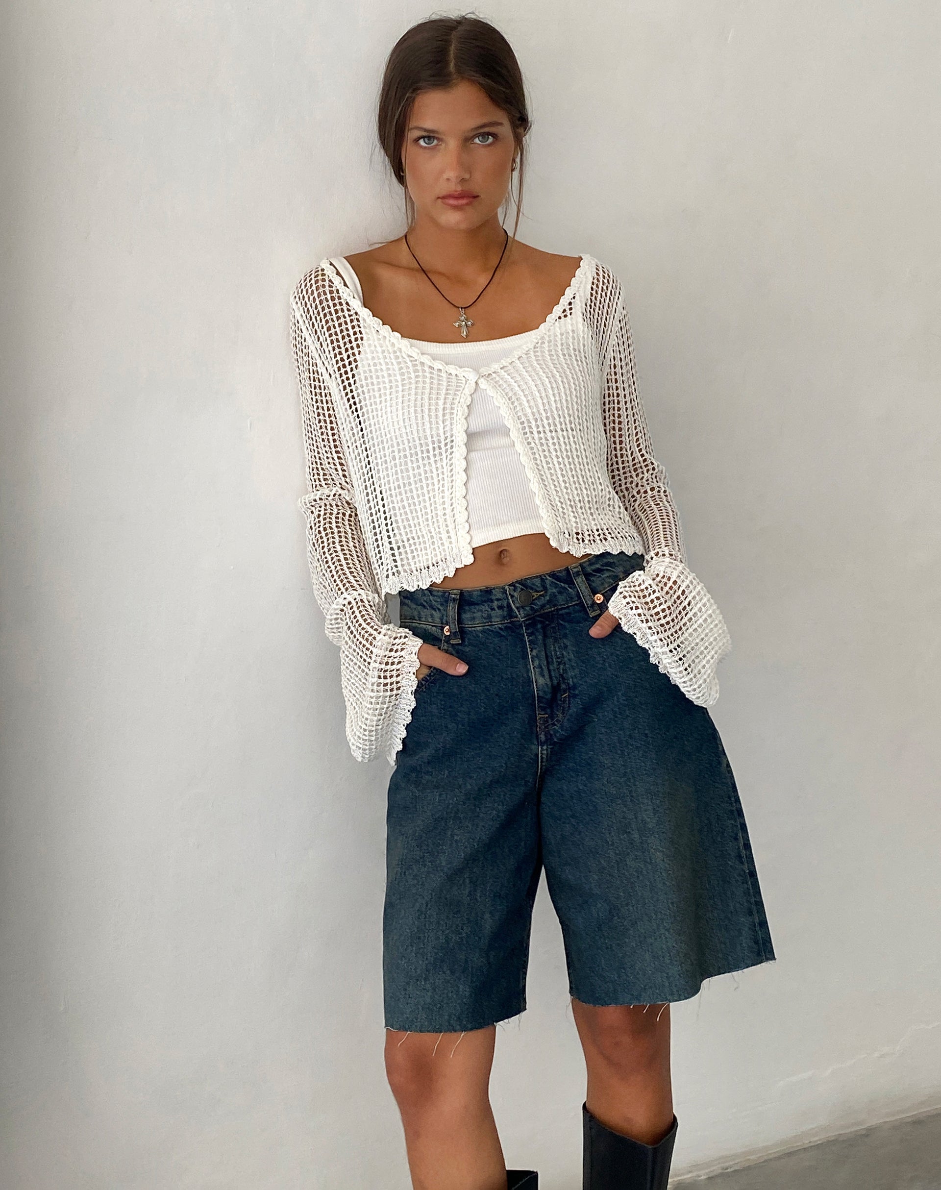 Afbeelding van Septa Cropped Knit Vest in Ivoor