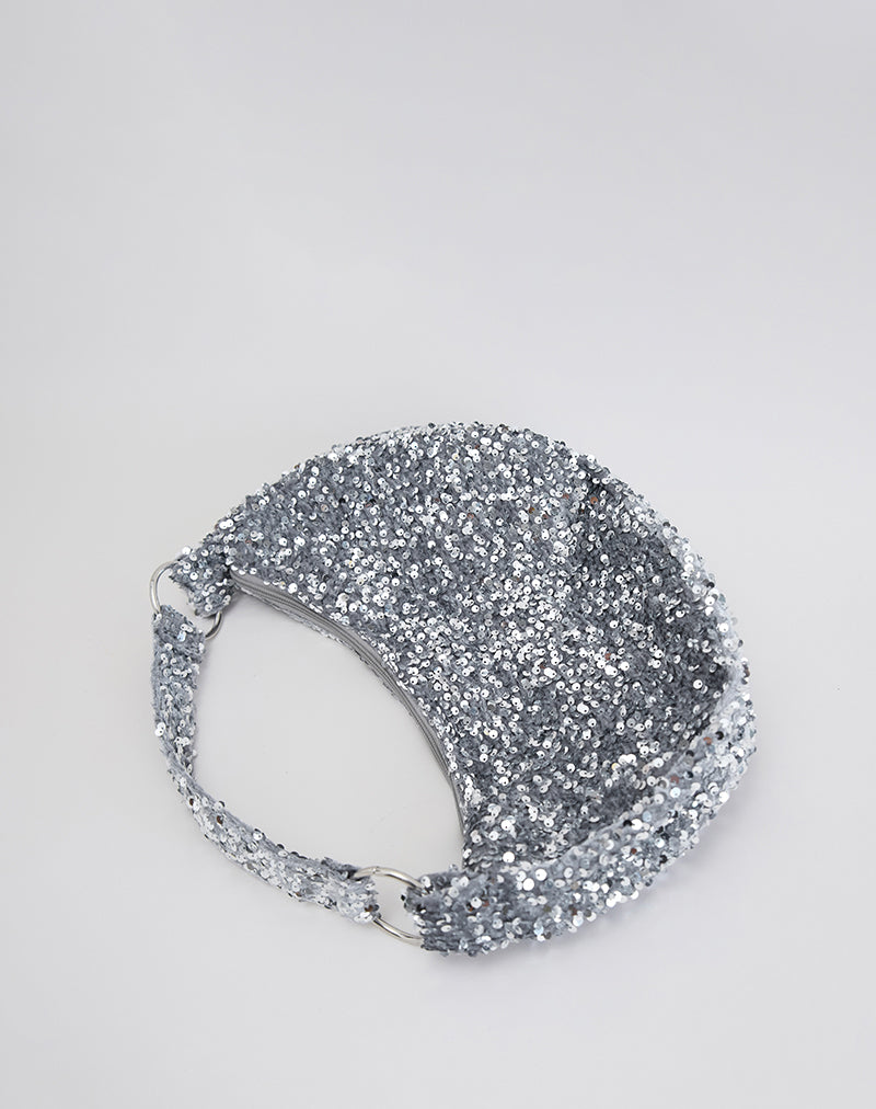 Afbeelding van Pailletten Hobo Tas in Zilver