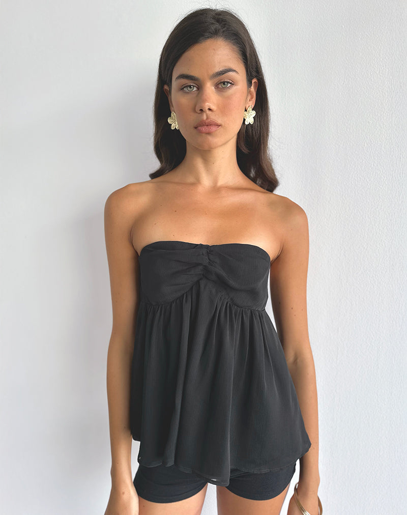 Afbeelding van Setsuko Bandeau Longline Top in Zwart