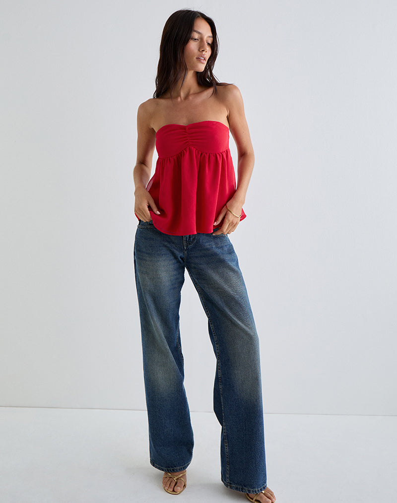 Setsuko Bandeau Longline Top in Rood