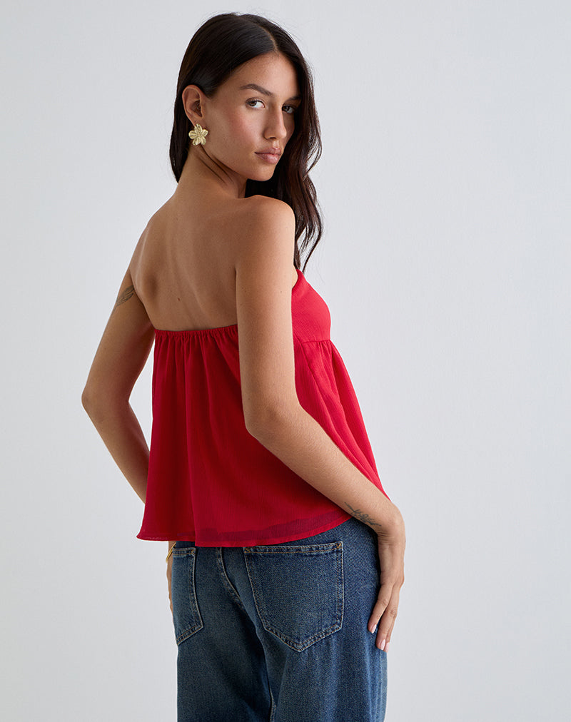 Afbeelding van Setsuko Bandeau Longline Top in Rood