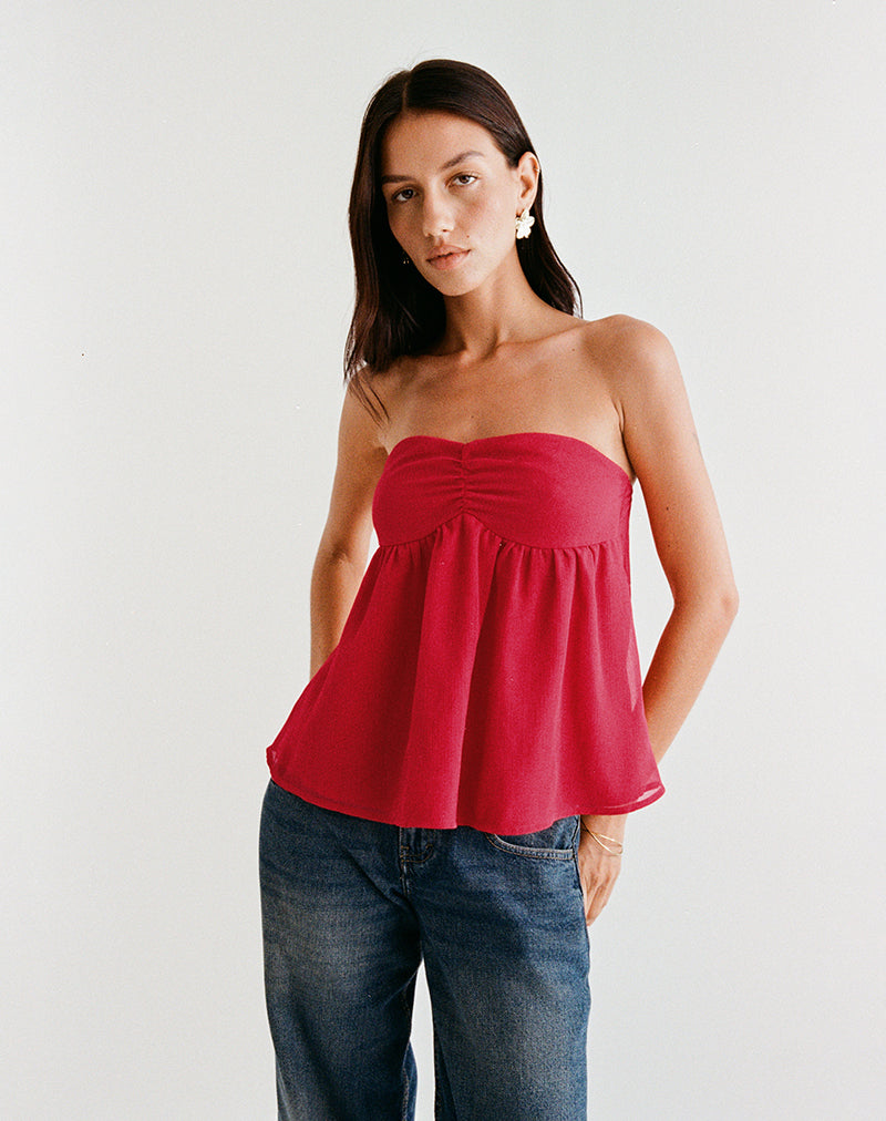 Afbeelding van Setsuko Bandeau Longline Top in Rood