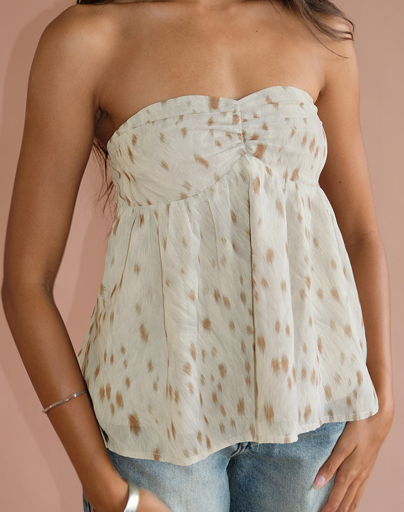 Setsuko Bandeau Longline Top in Bambi Ivoor