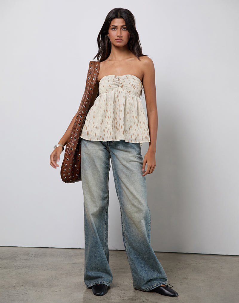 Afbeelding van Setsuko Bandeau Longline Top in Bambi Ivoor