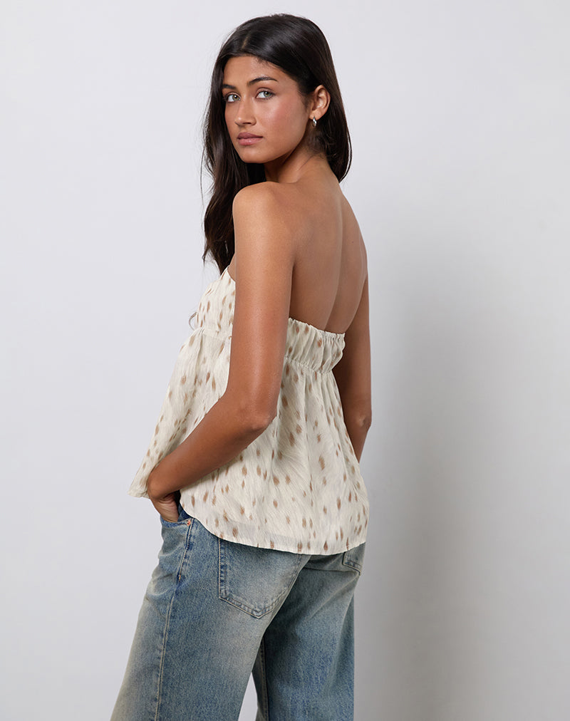 Afbeelding van Setsuko Bandeau Longline Top in Bambi Ivoor