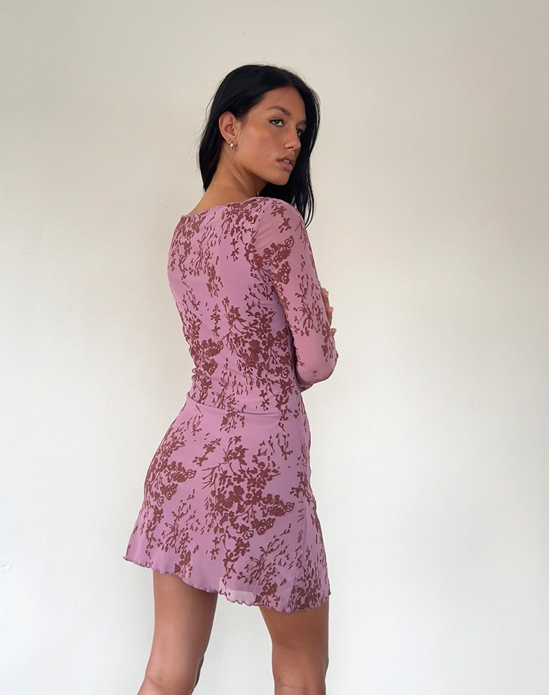 Afbeelding van Sevila Mini jurk met lange mouwen in Botanic Mauve