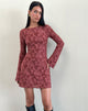 Afbeelding van Sevila Jurk in Maroon Burnout Mesh