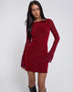 Afbeelding van Sevila Mini jurk met lange mouwen in Heart Flock Maroon