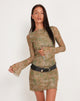 Afbeelding van Sevila Mini Jurk met Lange Mouw in Ton-sur-ton Paisley Mesh Groen