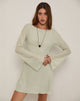 Afbeelding van Sevila Lange Mouw Mini Jurk in Mesh Sage Mini ZigZag