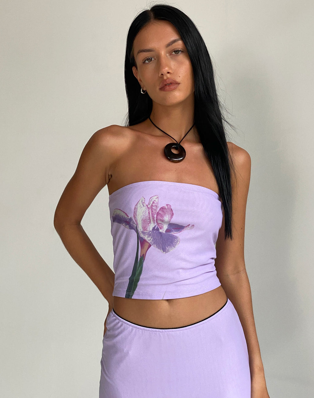 Shae Bandeau Top in Lila Bloemmotief