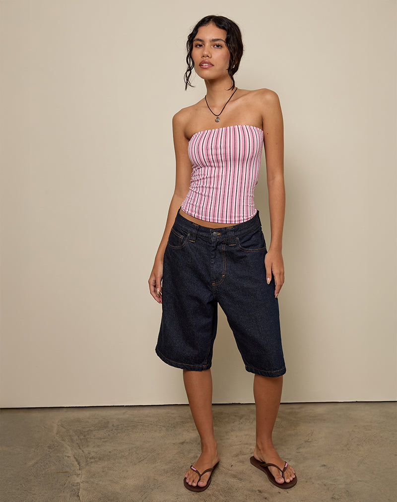 Shaelo Bandeau Top in Krijtstreep Roze