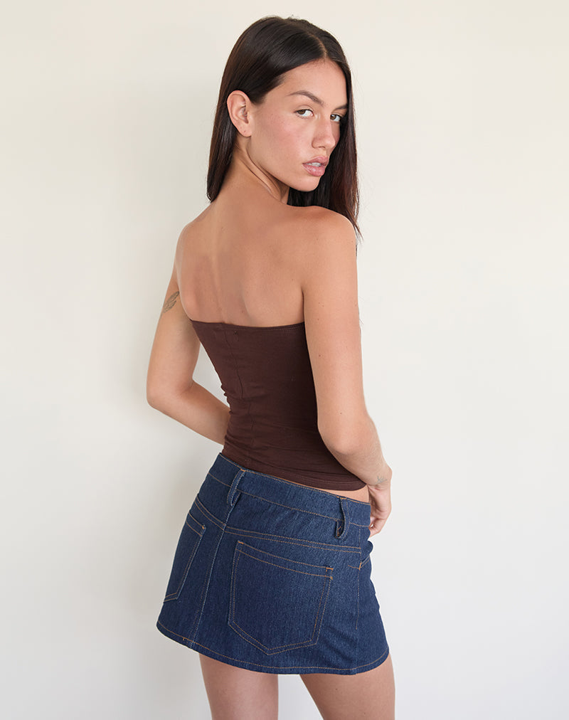 Afbeelding van Shaelo Bandeau Top in Bittere Chocolade Geel Hibiscus