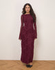 Afbeelding van Shaleed jurk in botanische bloem Maroon