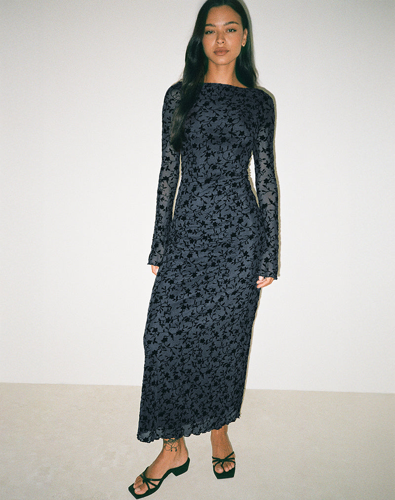 Afbeelding van Shaleed Maxi Dress in Pretty Petal Flock Navy