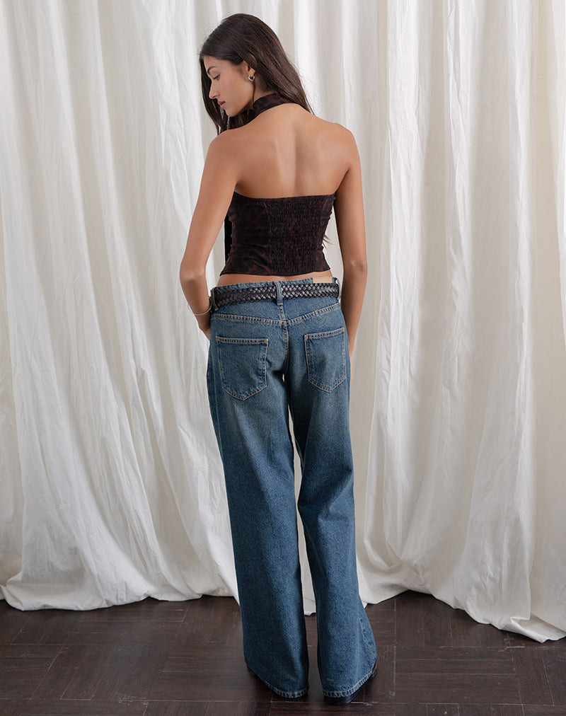 Afbeelding van Shaloe Bandeau Top en Sjaal in Bruin Oversized Jaguar
