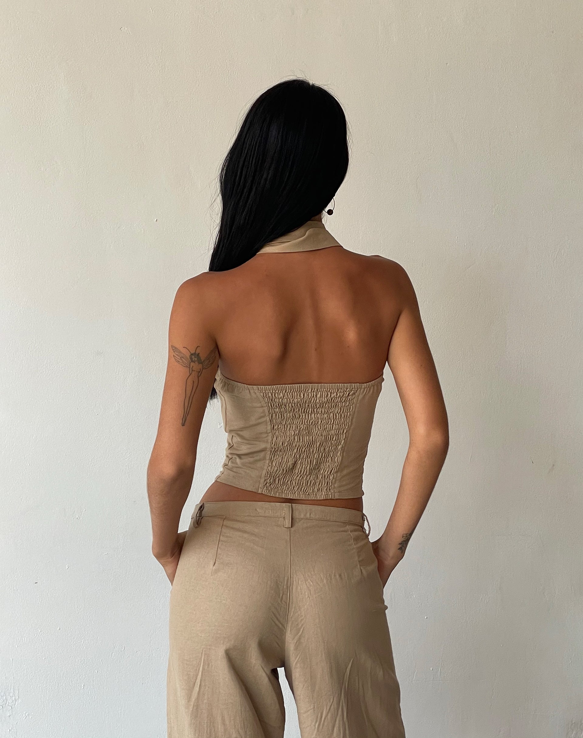 Afbeelding van MOTEL X JACQUIE Shaloe Bandeau Top en Sjaal Set in Licht Taupe