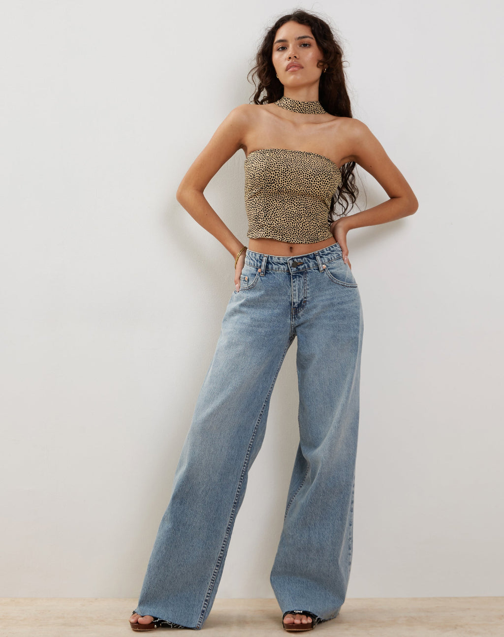 Shaloe Bandeau Top en Sjaal Set in Mini Croc Tan