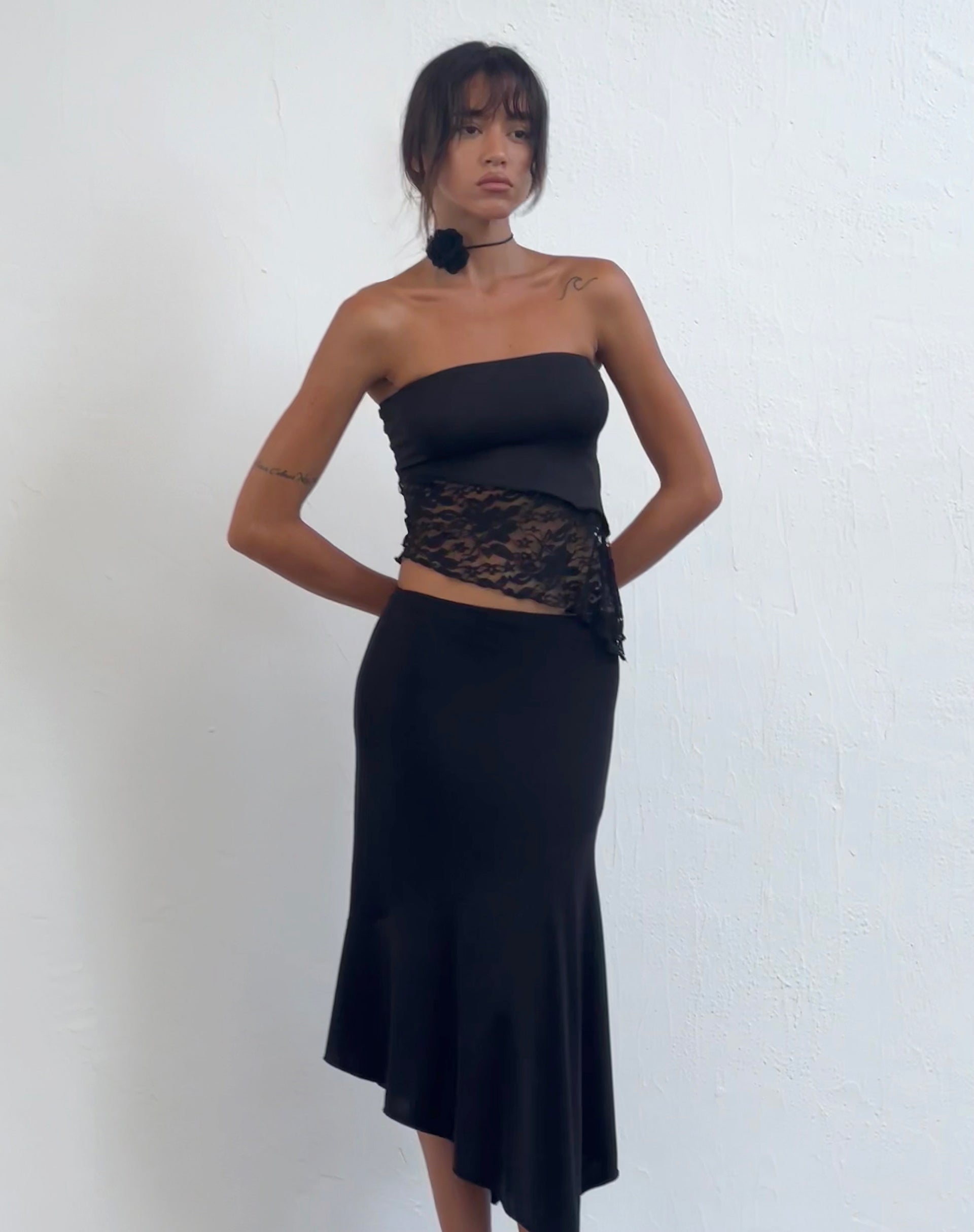 Afbeelding van Shanda Bandeau Top in Kant Zwart