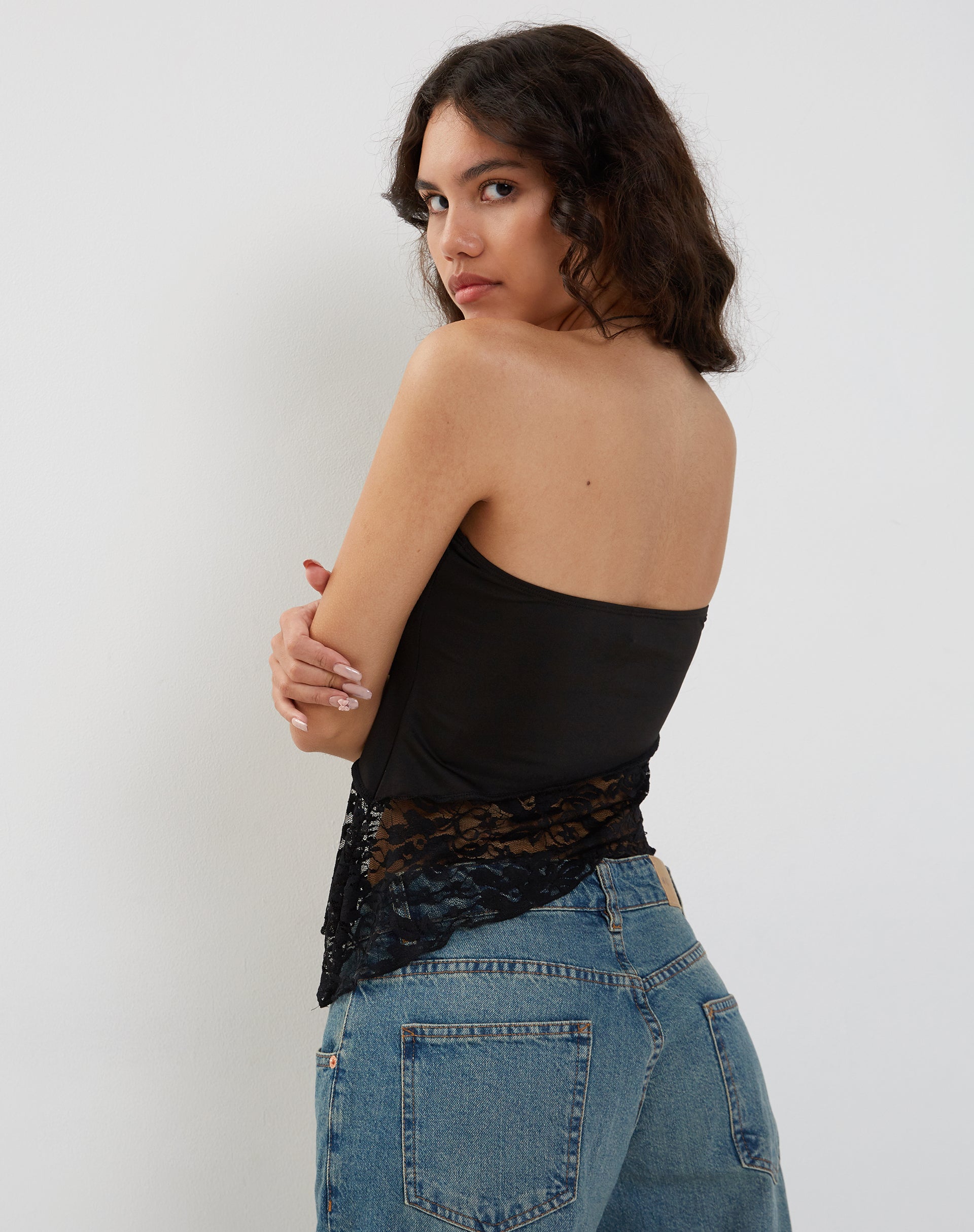 Afbeelding van Shanda Bandeau Top in Kant Zwart
