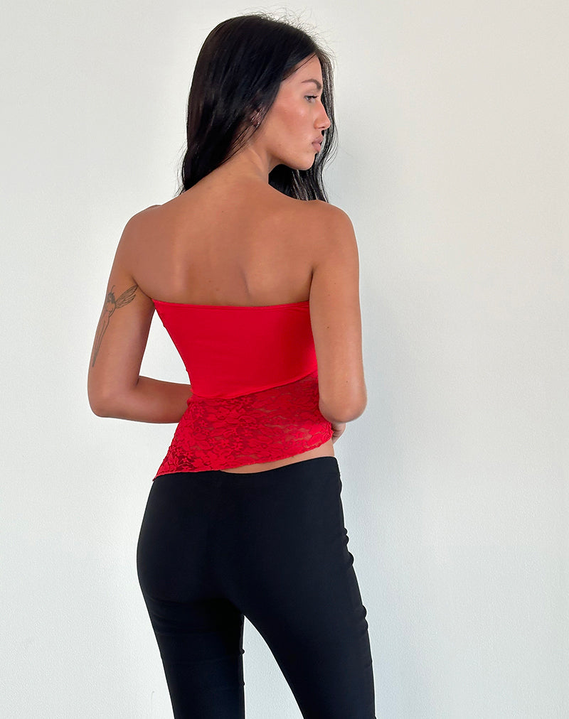 Afbeelding van Shanda Kanten Tube Top in Rood