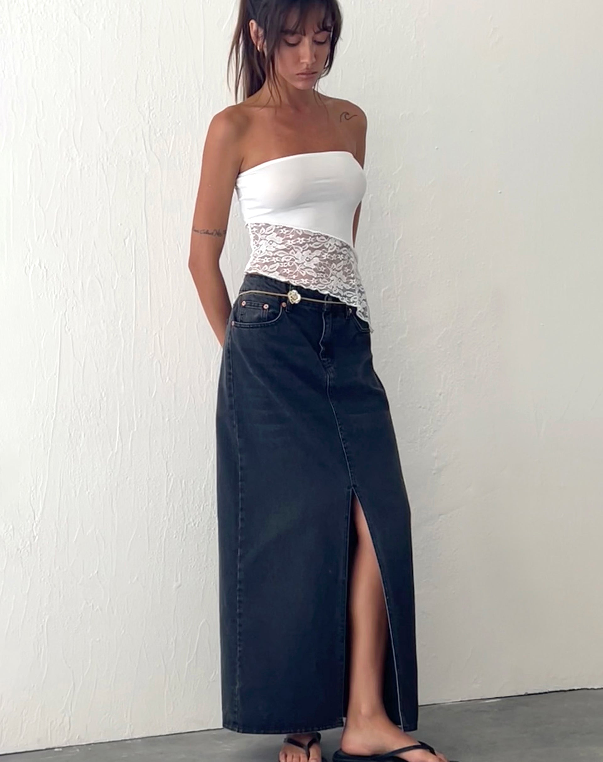 Afbeelding van Shanda Bandeau Top in Wit Kant
