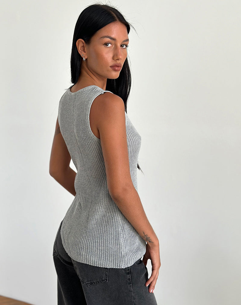 afbeelding van Shartina Tanktop in grijs breisel
