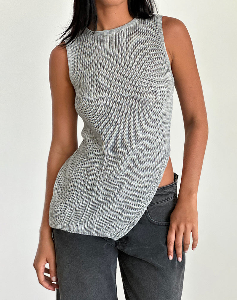 afbeelding van Shartina Tanktop in grijs breisel