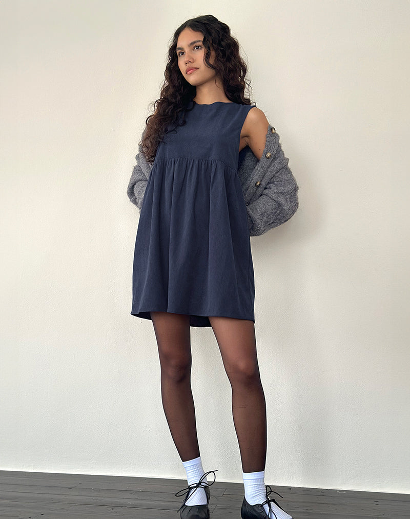 Afbeelding van Sheba Mini Jurk in Inktblauw Babykoord