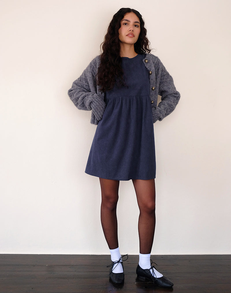 Sheba Mini Jurk in Inktblauw Babykoord