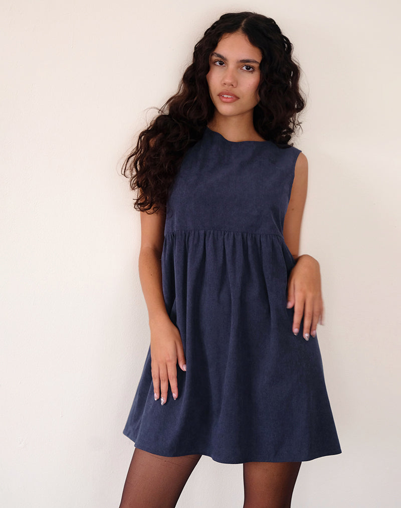 Afbeelding van Sheba Mini Jurk in Inktblauw Babykoord