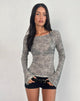 Afbeelding van Sheiza Lange Mouw Top in Sheer Mesh Grijs