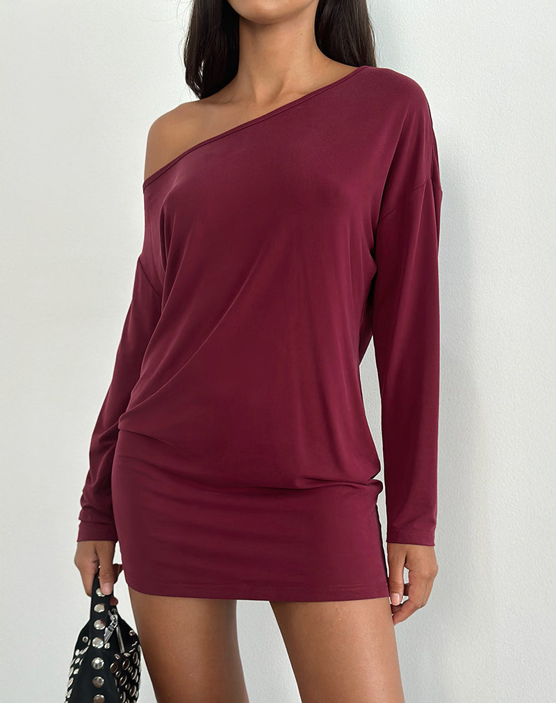 Shelisa Slouchy Mini Dress in Dieprood