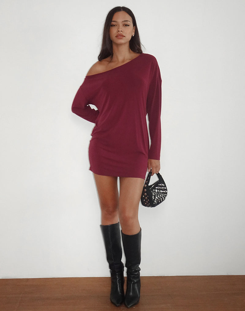 Afbeelding van Shelisa Slouchy Mini Dress in Dieprood