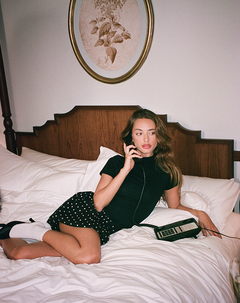Afbeelding van Sherida Bubble Mini Dress in Zwart Basic Polka