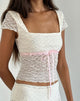 Afbeelding van Sherine kanten top in crème met roze bies