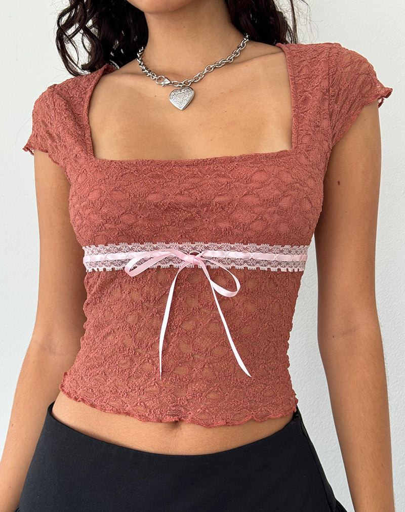 Sherine Kanten Top in Withered Rose