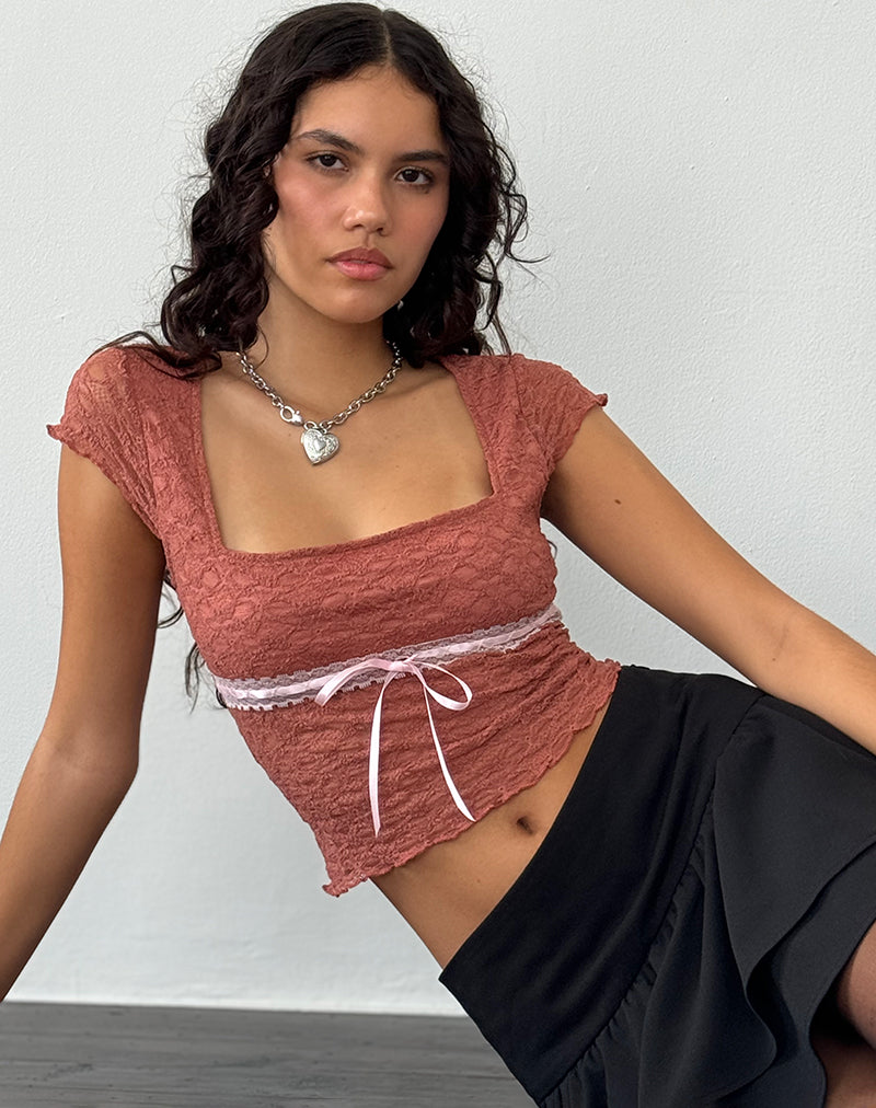 Sherine Kanten Top in Withered Rose