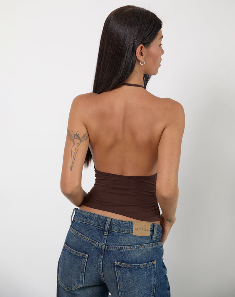 Afbeelding van Sherlyn Halter Top In Bittere Chocolade