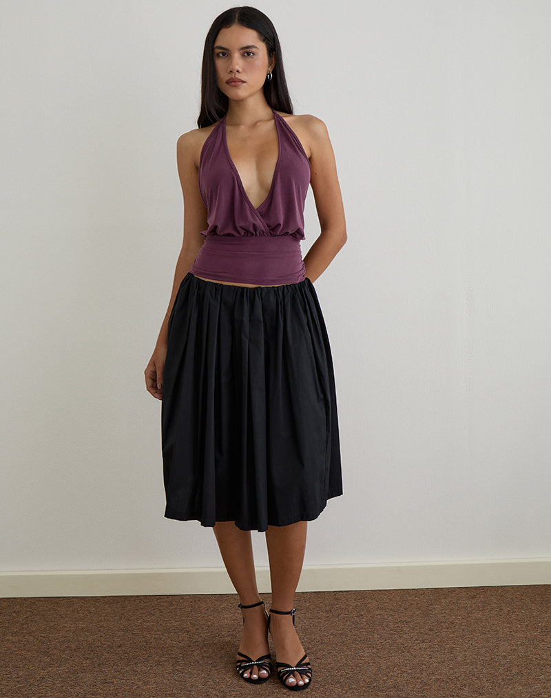 Sherlyn Halter Top in Cupro Dieppaars