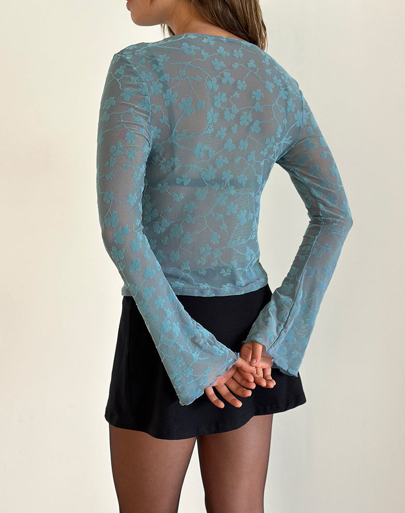 Afbeelding van Shia Vest in Grunge Bloemenblauw Grijs