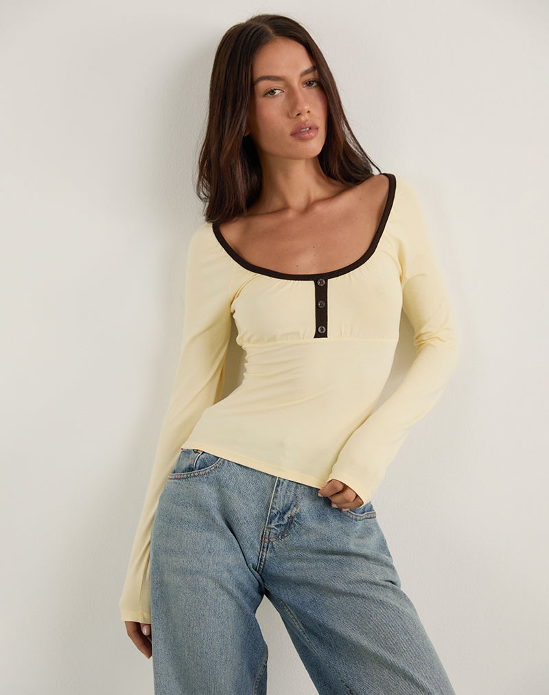 Shou Top in Karnemelk met Bruine Binding