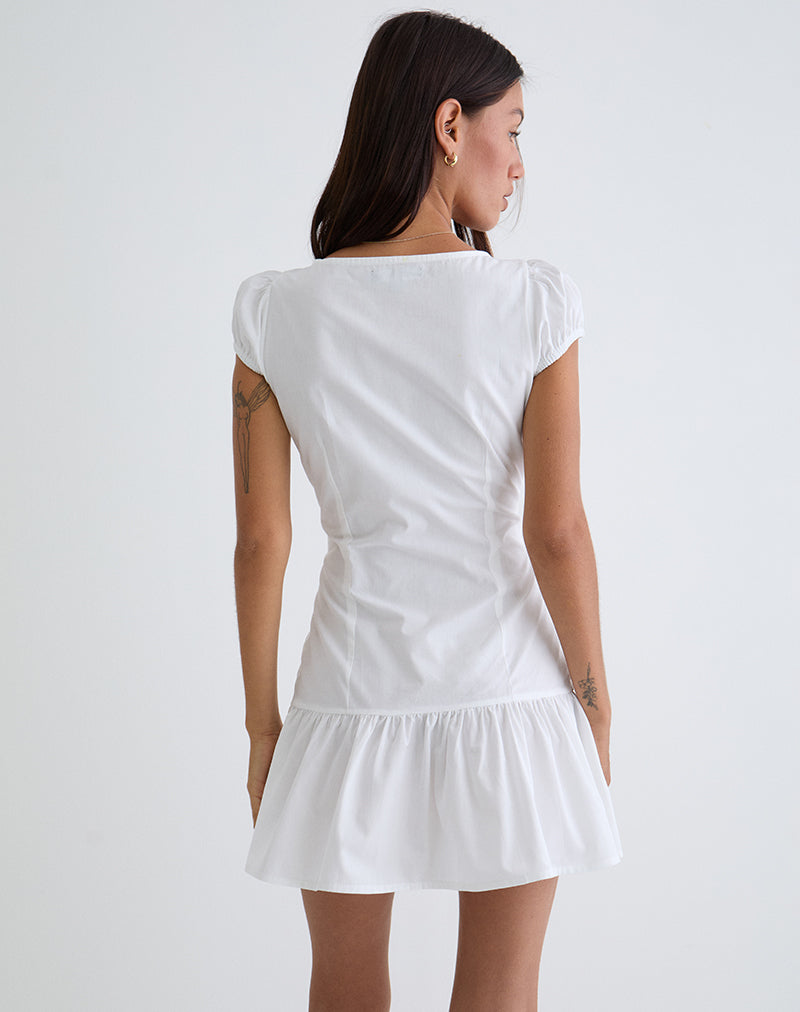 Afbeelding van Silesa Mini jurk met ruches in wit