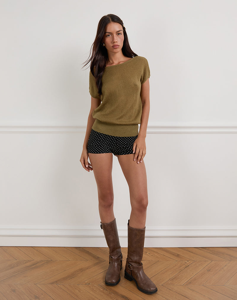Afbeelding van Sinda Scoopback Top in Knit Olive