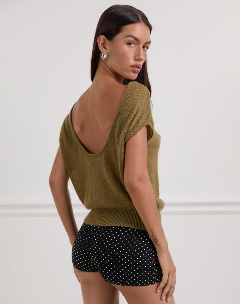 Afbeelding van Sinda Scoopback Top in Knit Olive